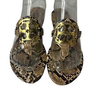 Makers Womens Size 7 Snake Skin Print Medallion Thong Sandals 2278